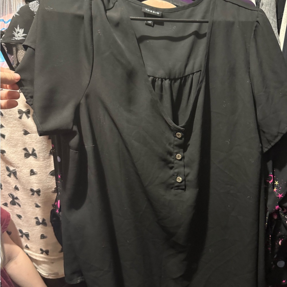 Torrid Black Button-Front Blouse